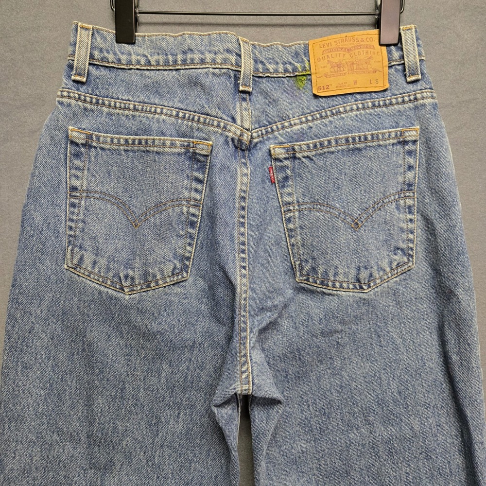 Levi's 512 Slim Fit Straight Leg Vintage 90s Jeans 12 Reg S Blue High Waisted - Picture 3 of 13
